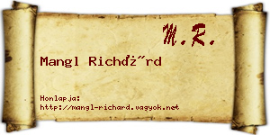 Mangl Richárd névjegykártya