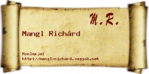 Mangl Richárd névjegykártya